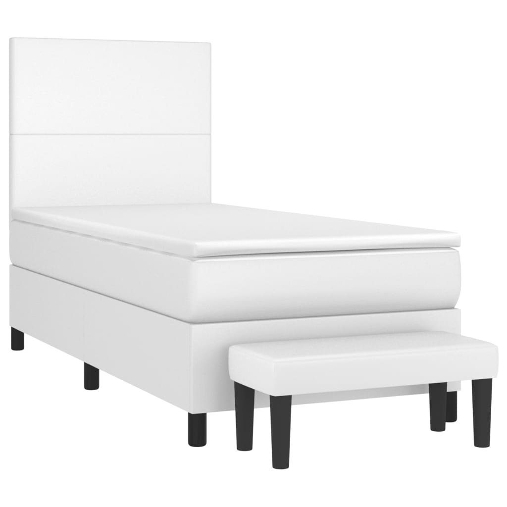 vidaXL Bett Boxspringbett mit Matratze Weiß 80x200 cm Kunstleder
