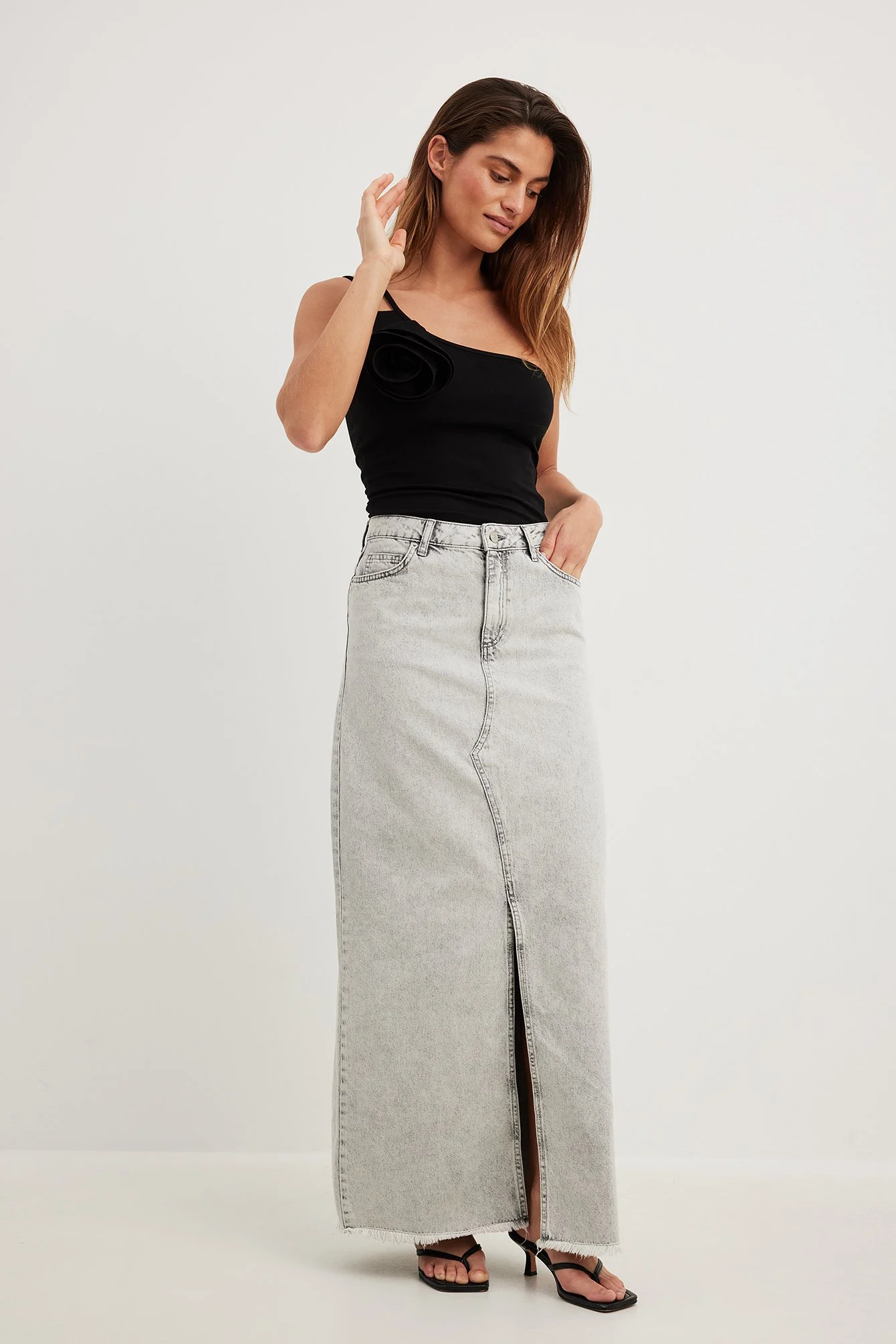 Weiter Maxirock aus Denim