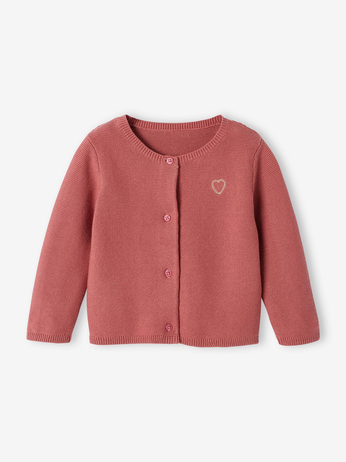 Cardigan broderie dorée coeur bébé BASICS encre