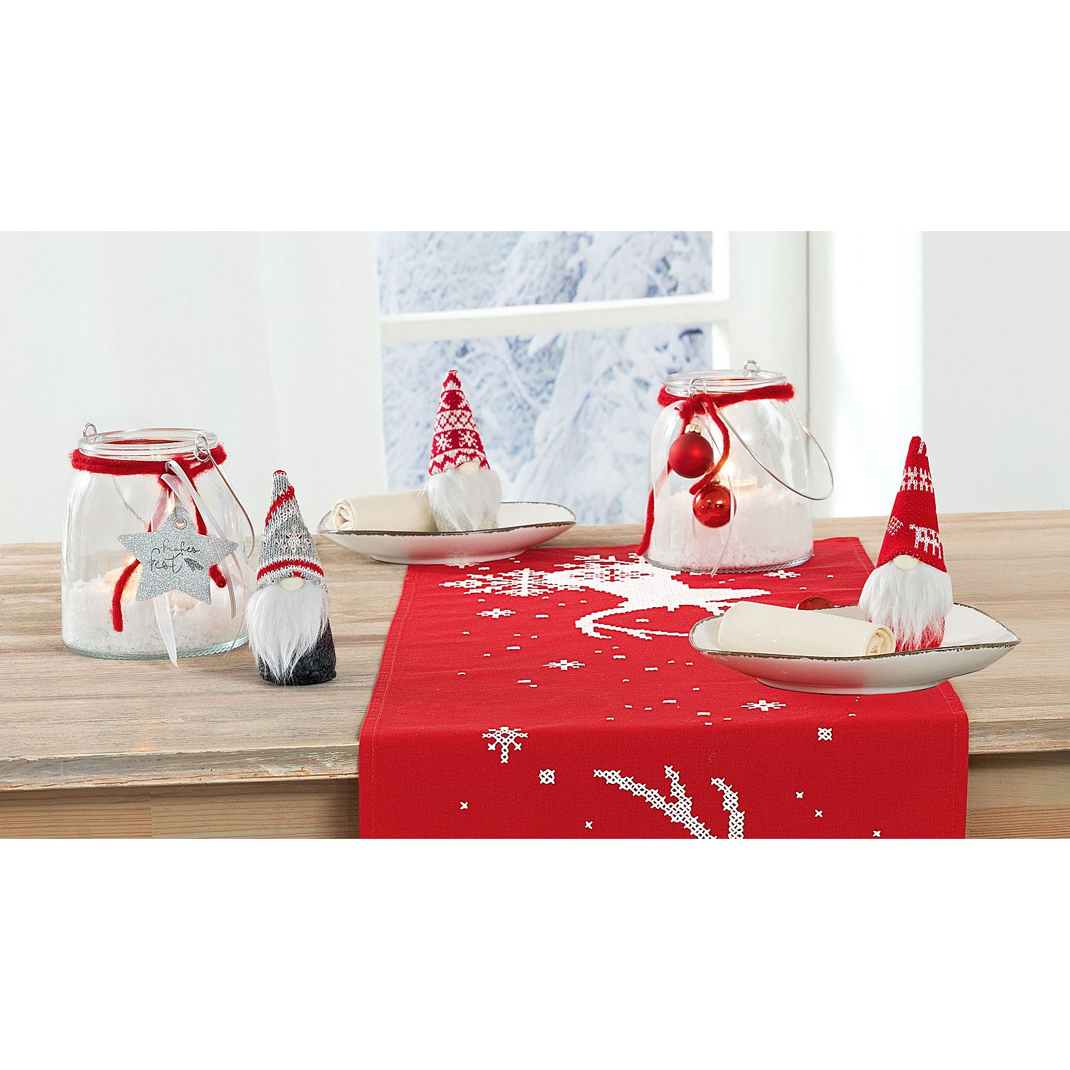Deko-Wichtel, rot-grau-weiß, 10 cm, 3 Stück