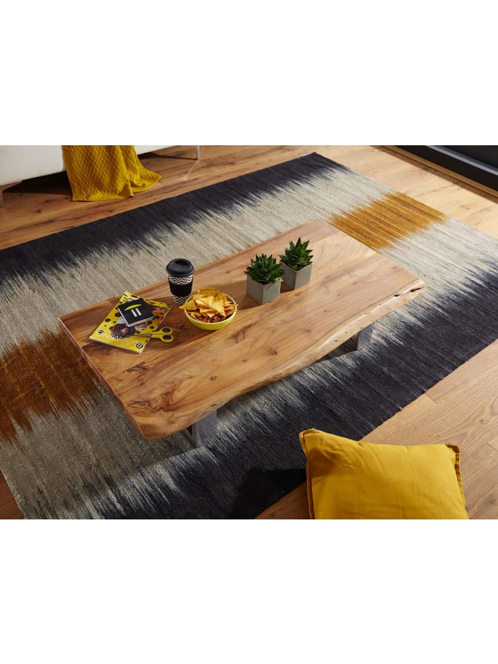 KADIMA DESIGN Massiver Akazienholz Couchtisch, Landhausstil, stabile Metallbeine günstig kaufen onesize