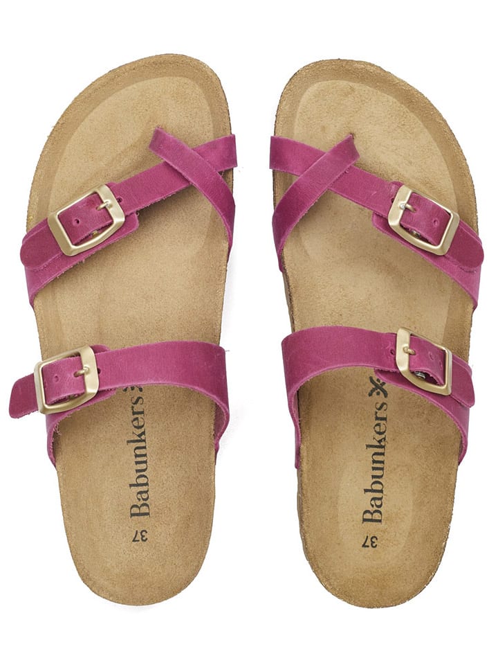 BABUNKERS Family Leder-Zehentrenner in Pink günstig kaufen