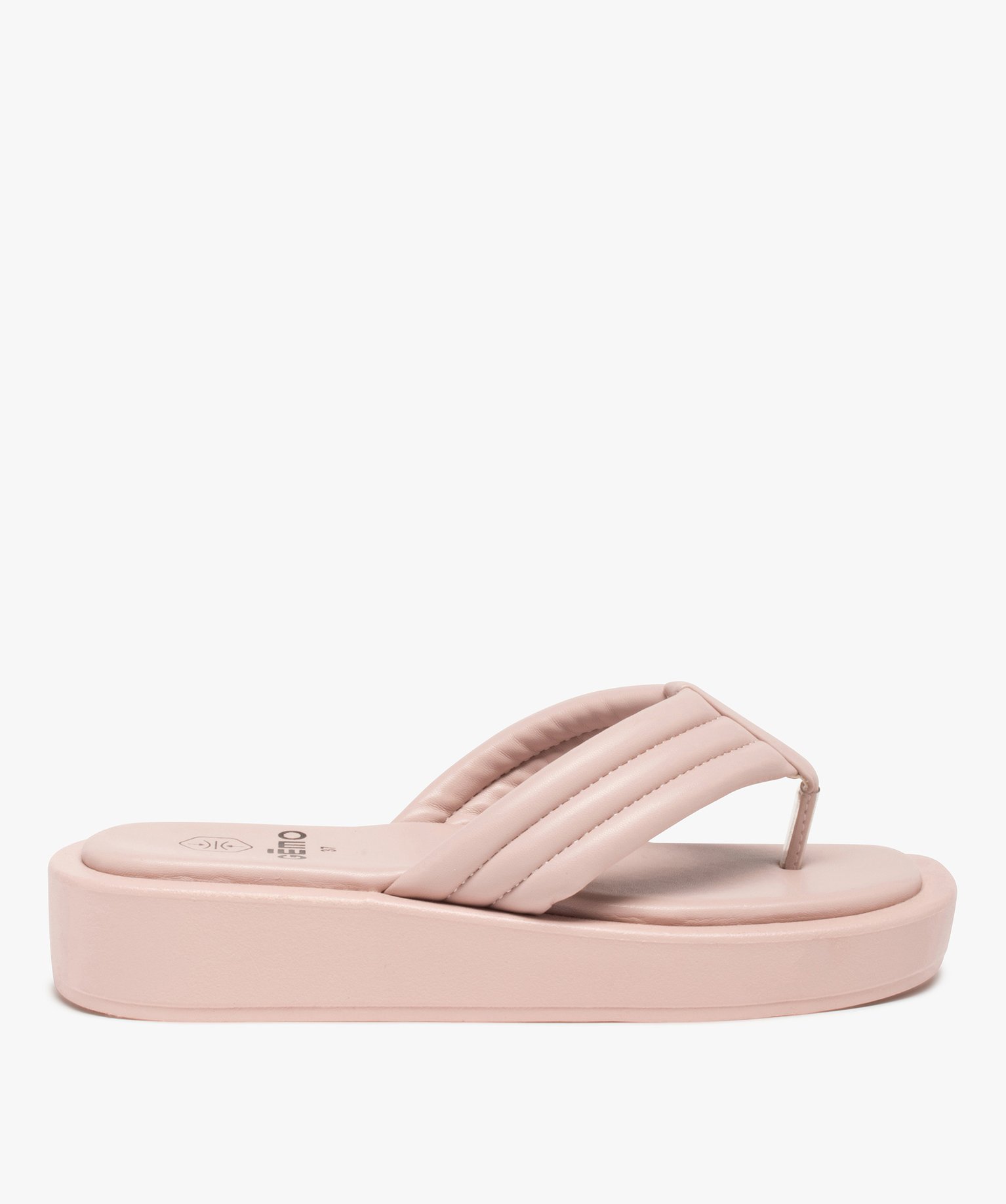 Tongs femme à semelle plateforme et brides rembourrées rose | GEMO