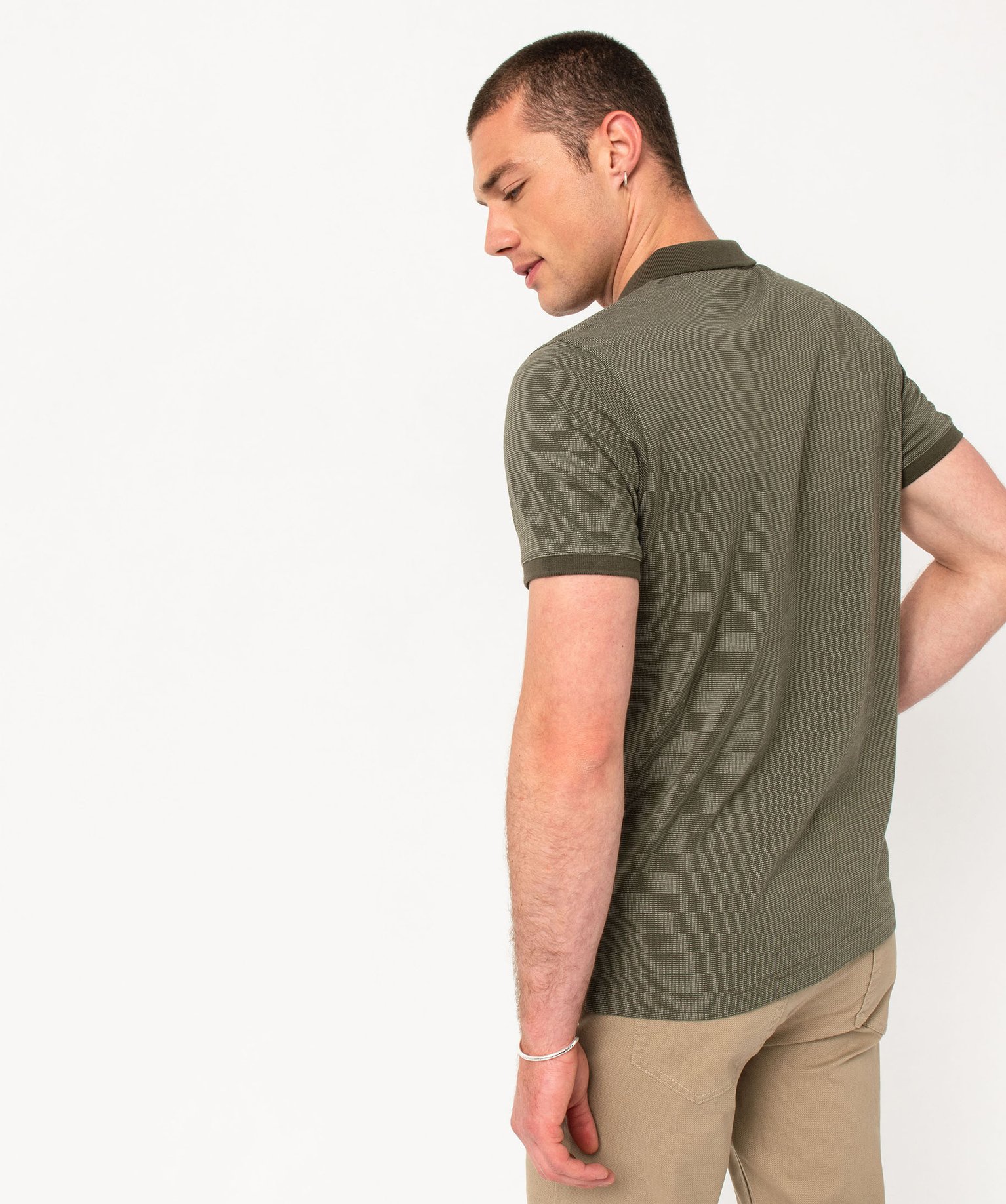 Polo manches courtes en maille piquée homme kaki | GEMO