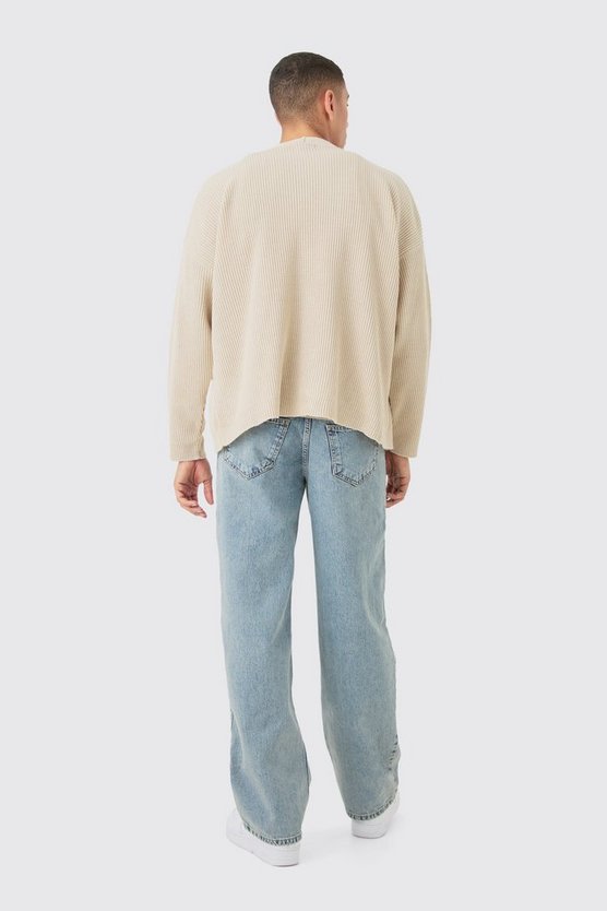 Kastiger gerippter Oversize Cardigan