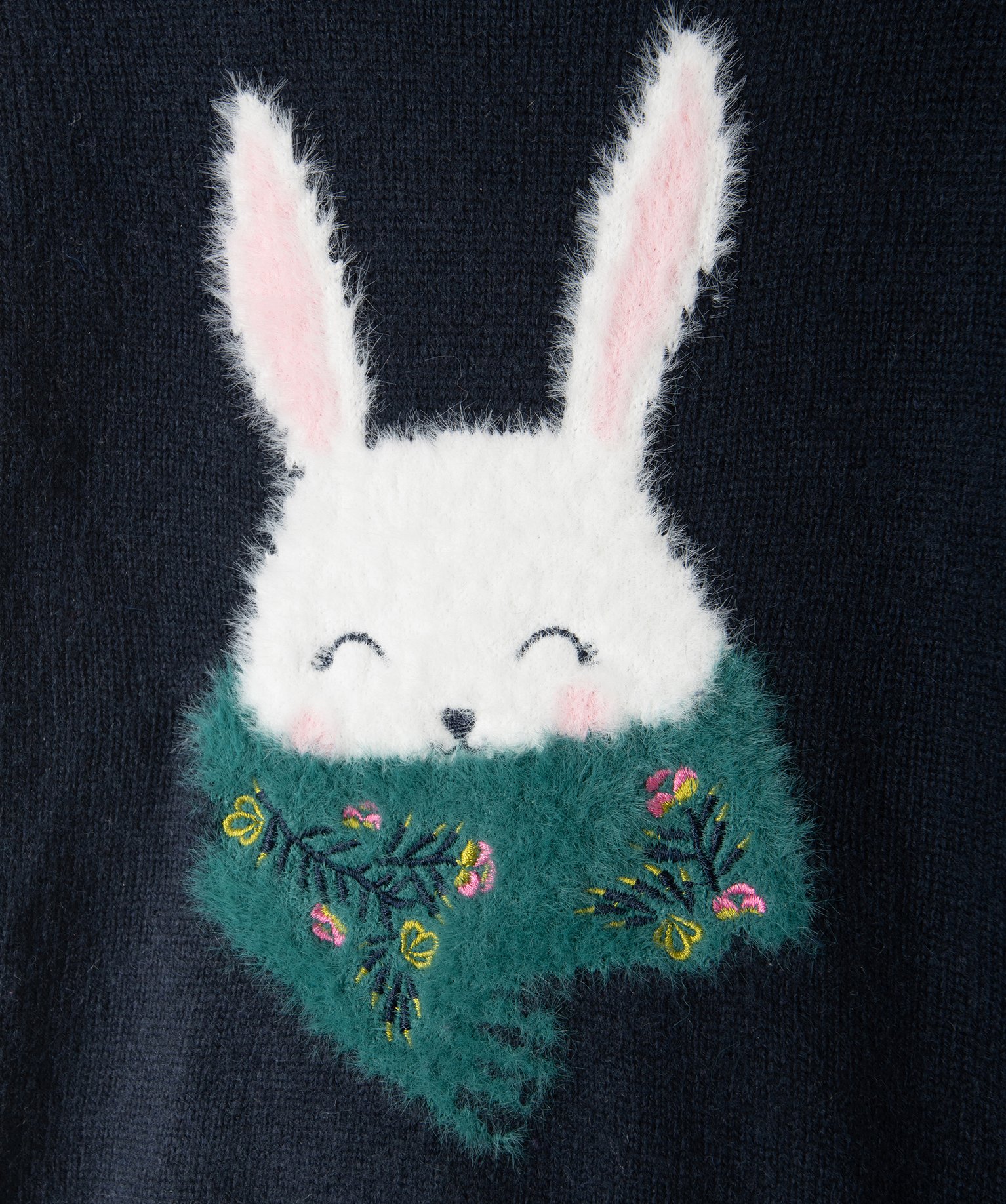 Pull bébé fille en maille douce à motif peluche bleu fonce | GEMO