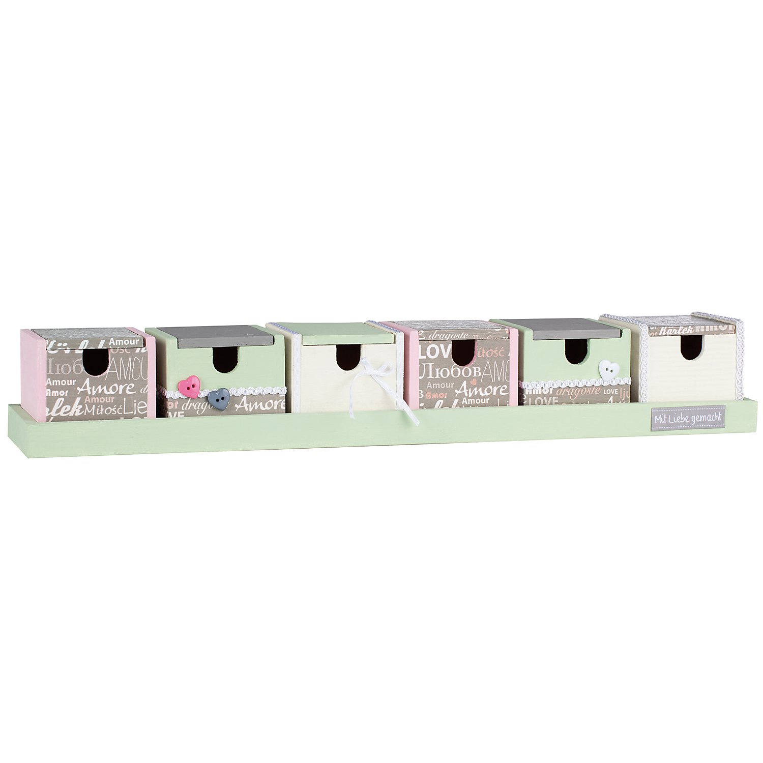 Sortierboxen mit Tablett aus Holz, 50,8 cm, 6 Boxen