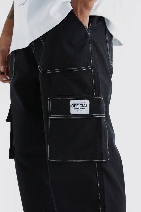 Lockere Cargo-Hose mit Kontrast-Naht