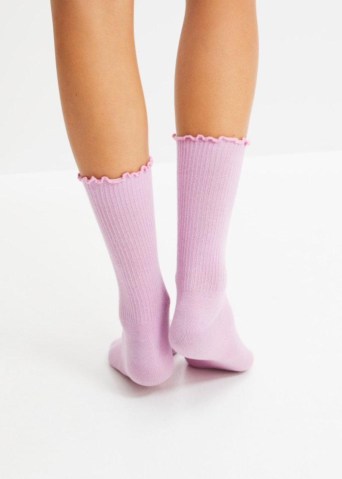 Rippsocken (4er Pack) mit Rüschenkante mit Bio-Baumwolle