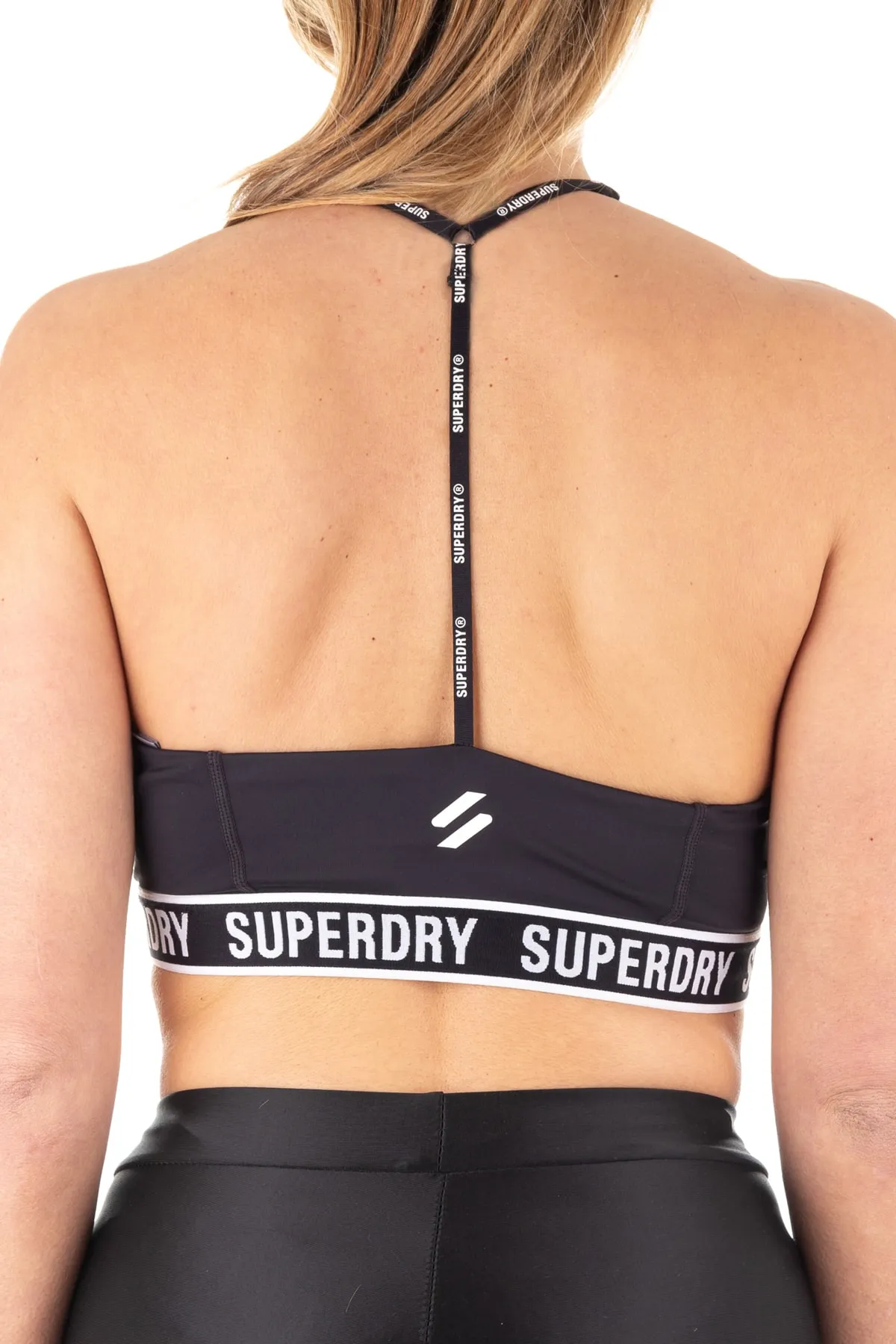 SUPERDRY  Sport-BH - Schwarz - Slogan
