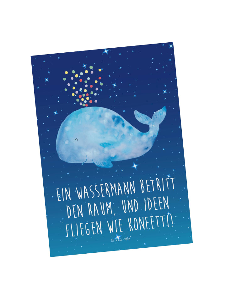 Mr. & Mrs. Panda Postkarte Wassermann Ideenflug mit Spruch in Sternenhimmel Blau günstig kaufen onesize