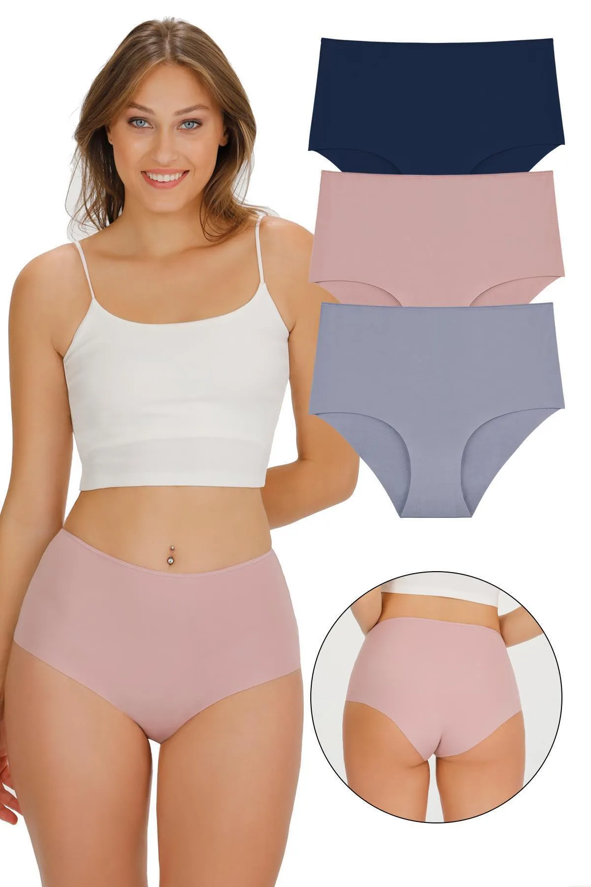 Sensu  Lasergeschnittene Höschen mit hoher Taille für Damen im 3er-Pack KTS2011