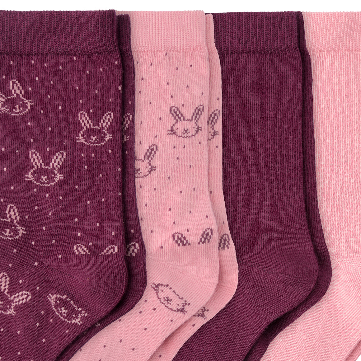 4 Paar Mädchen Socken mit Hasen-Motiv