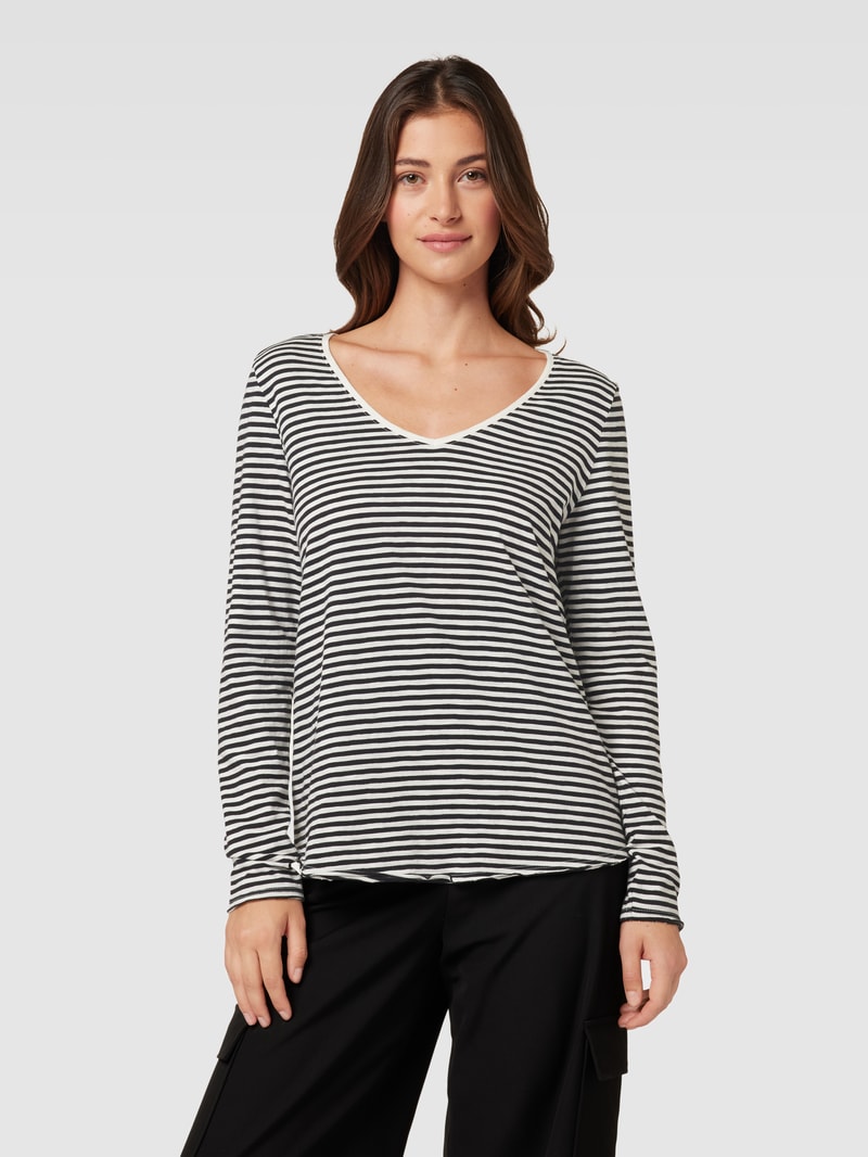 Longsleeve mit V-Ausschnitt in schwarz