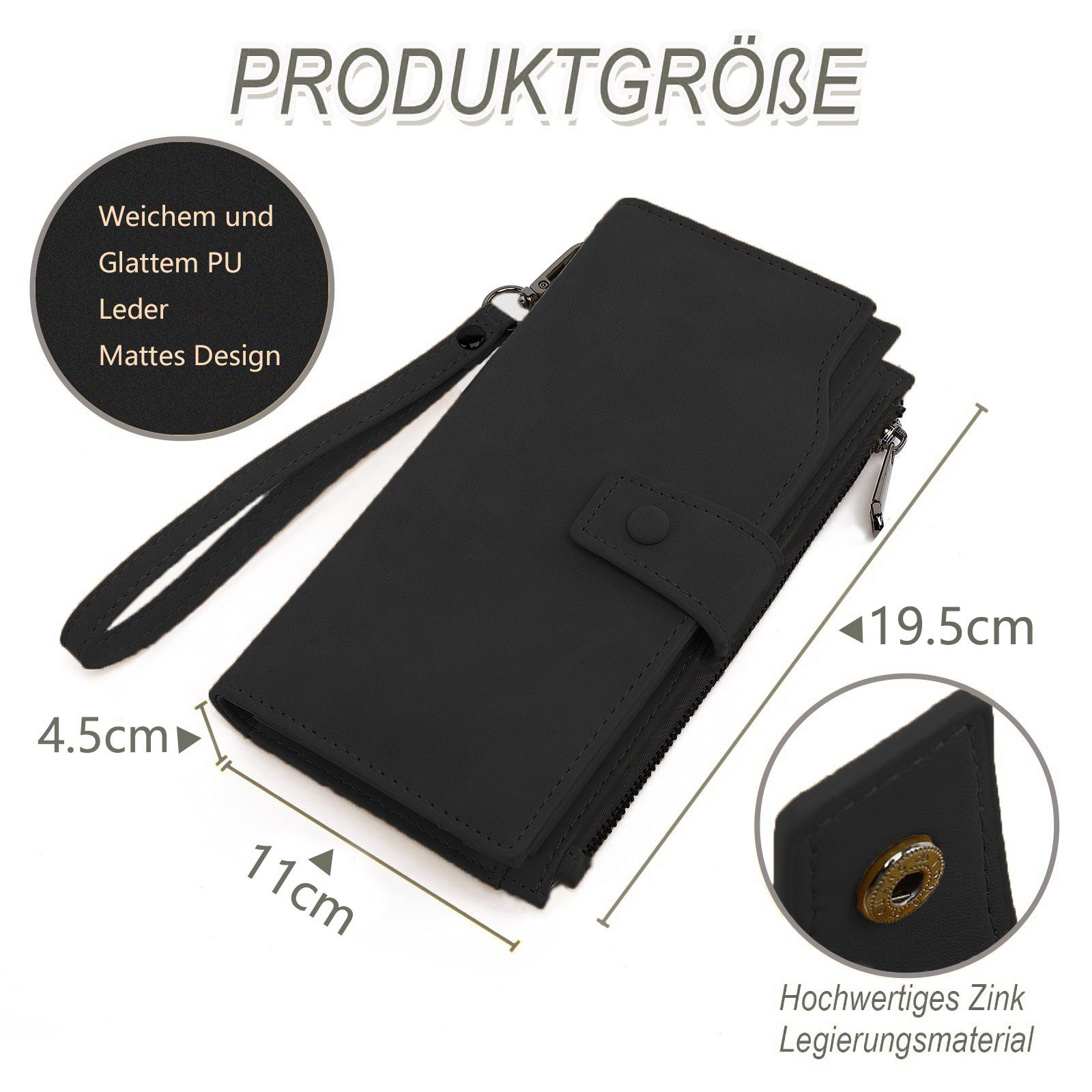 TAN.TOMI Geldbörse Geldbeutel Damen Geldbörse große Portemonnaie lange Brieftasche, Steckplätze mit mehreren Kreditkarten,Steckplatz für Fotos