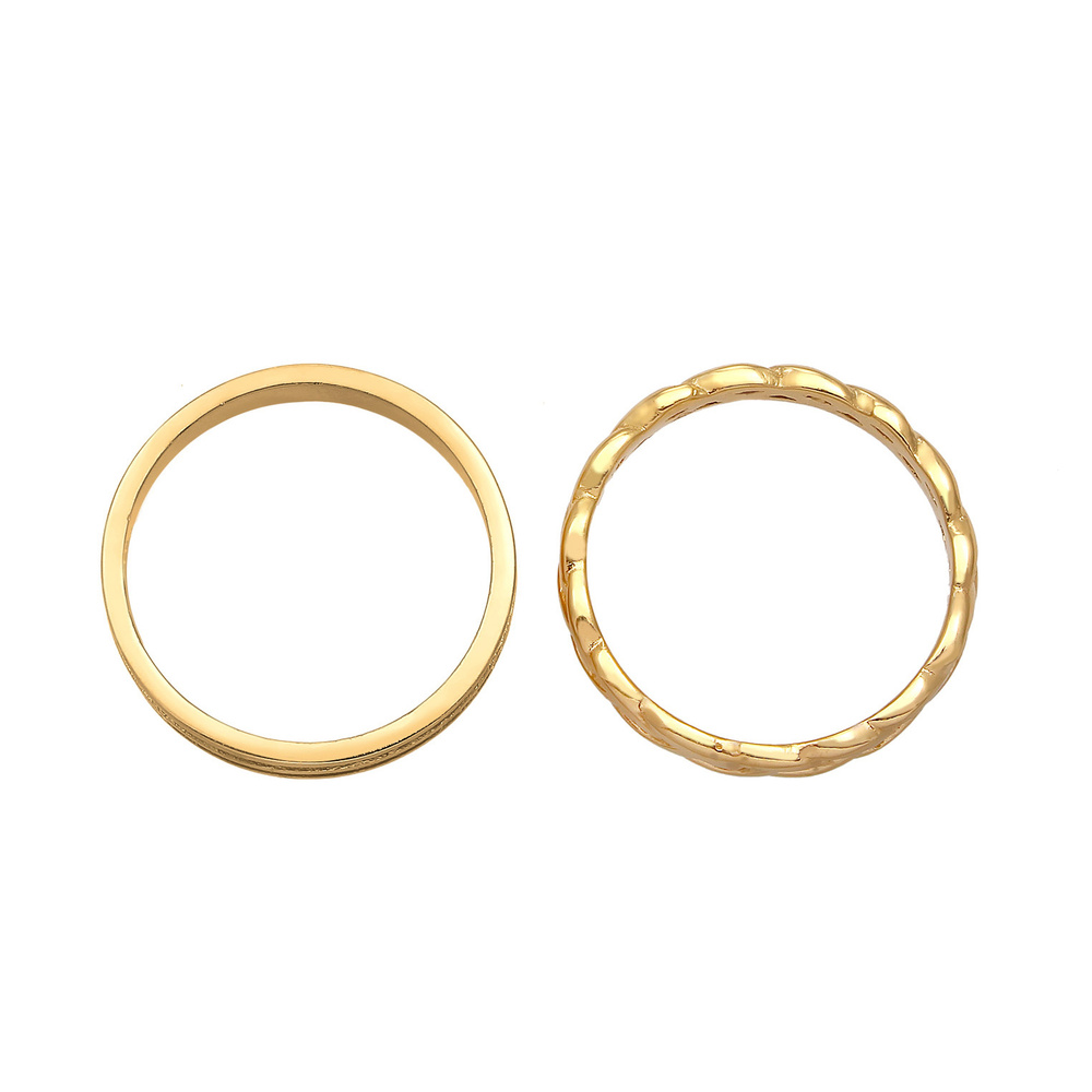 Elli Elli Bague Bandring Basic Zopf Knoten 2er Set 925 Silber Bague