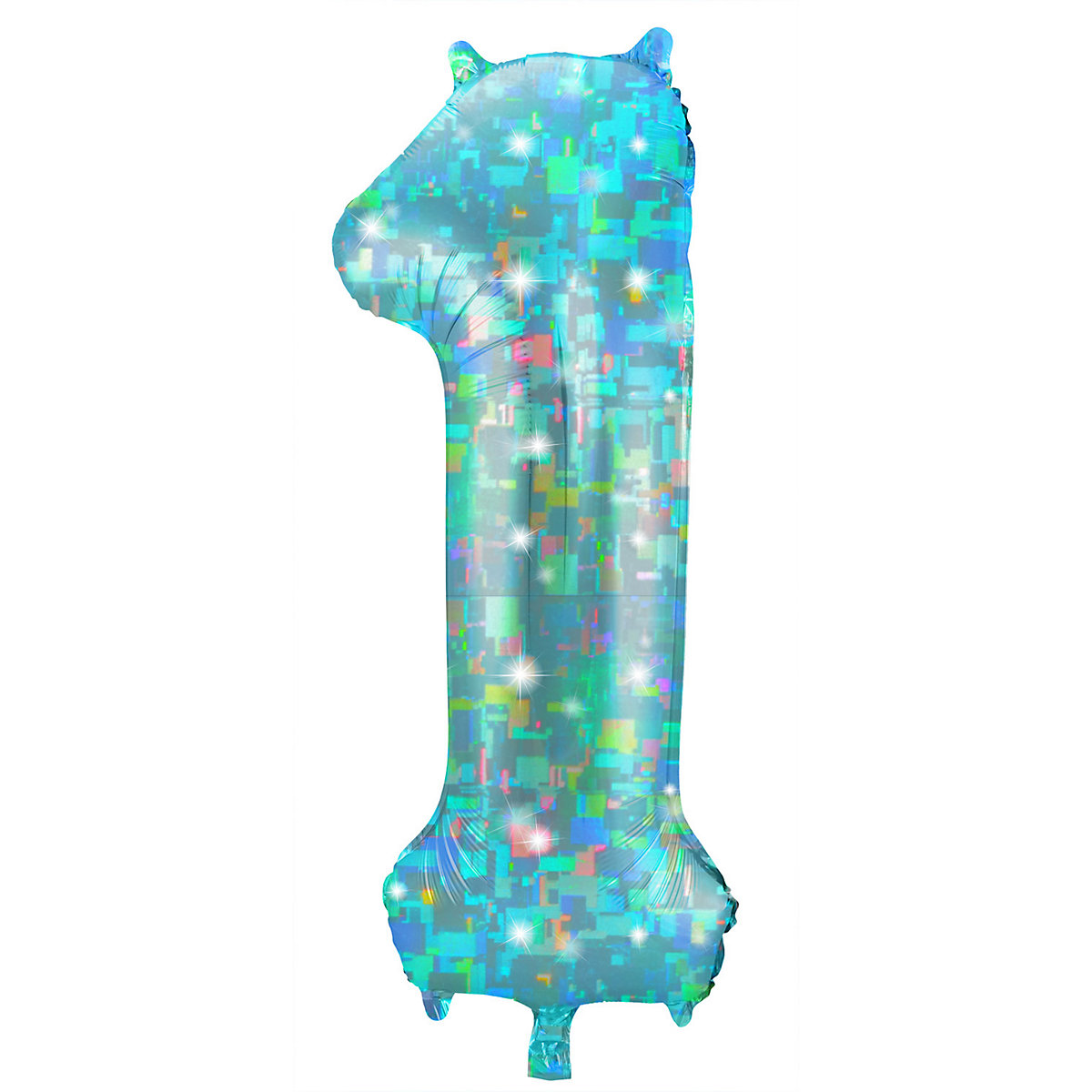 Folienballon Zahl 1, 101 cm, Galactic Aqua Blau