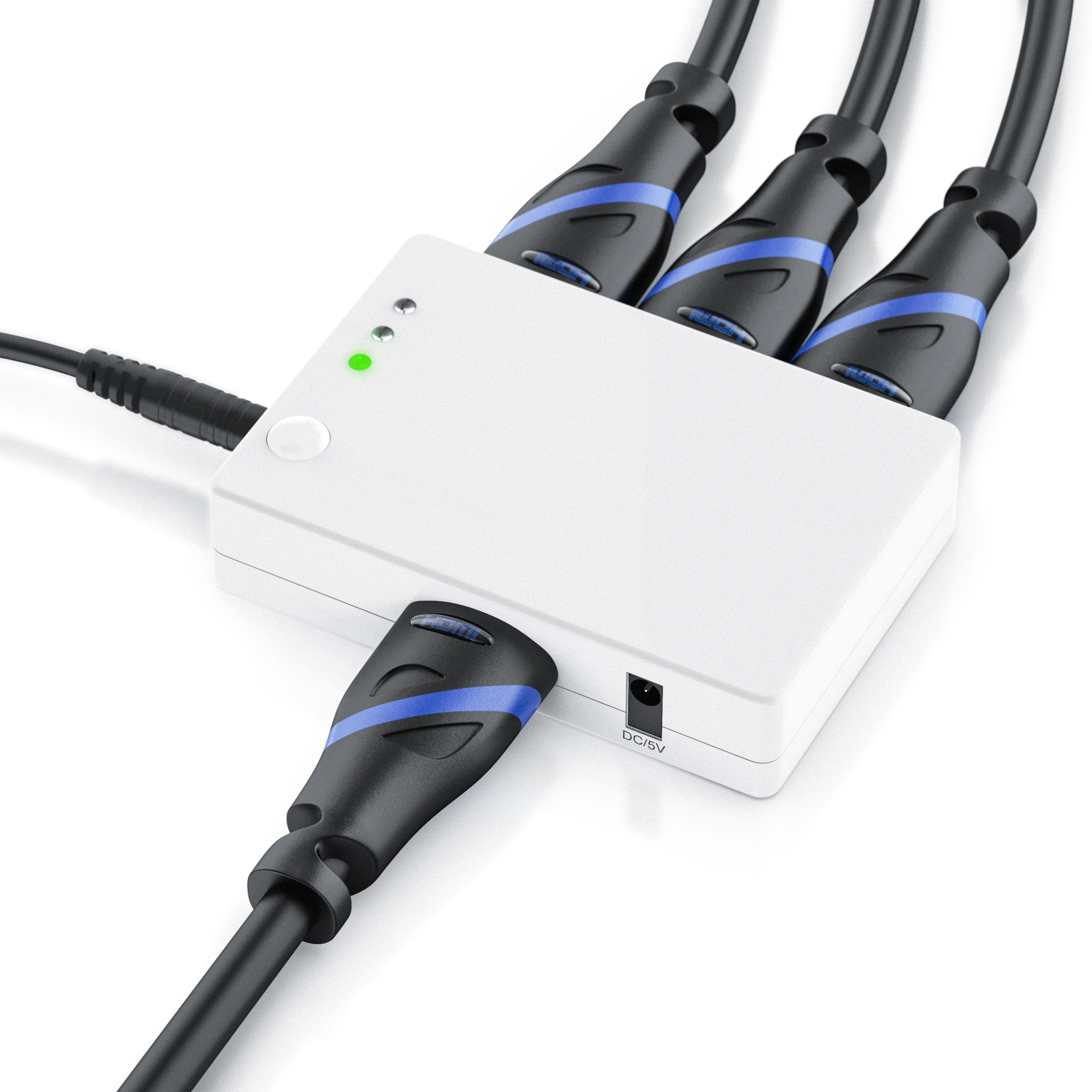 CSL Audio / Video Matrix-Switch, 3-Port HDMI Verteiler mit Verstärker, 3D, Full HD, inkl. Fernbedienung