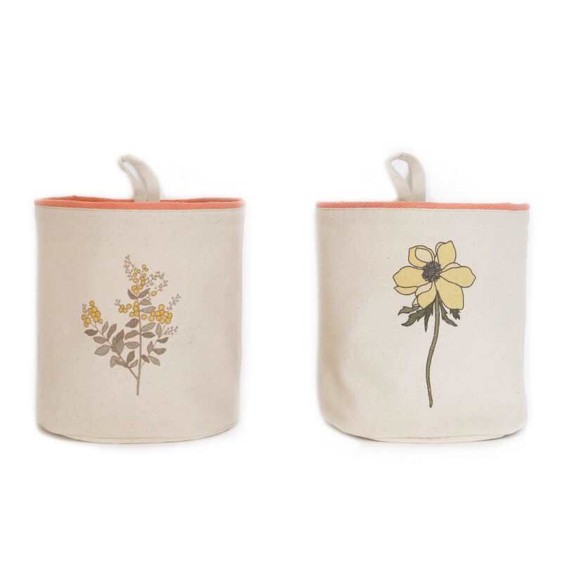 Set 2 paniers de rangement 20x20cm FLORA