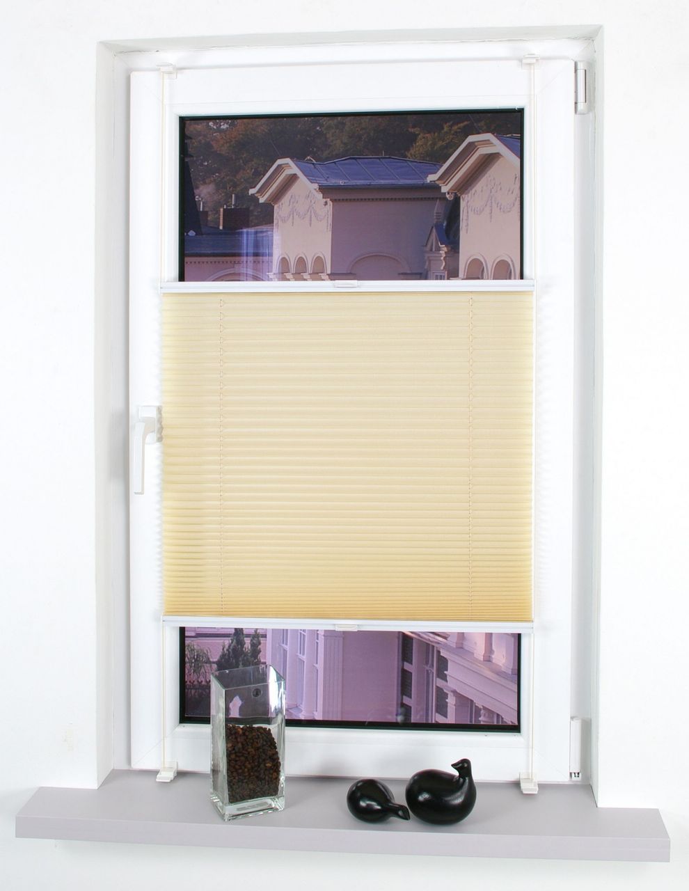 Bella Casa Klemmfix-Plissee verspannt, 220 x 80 cm, Beige