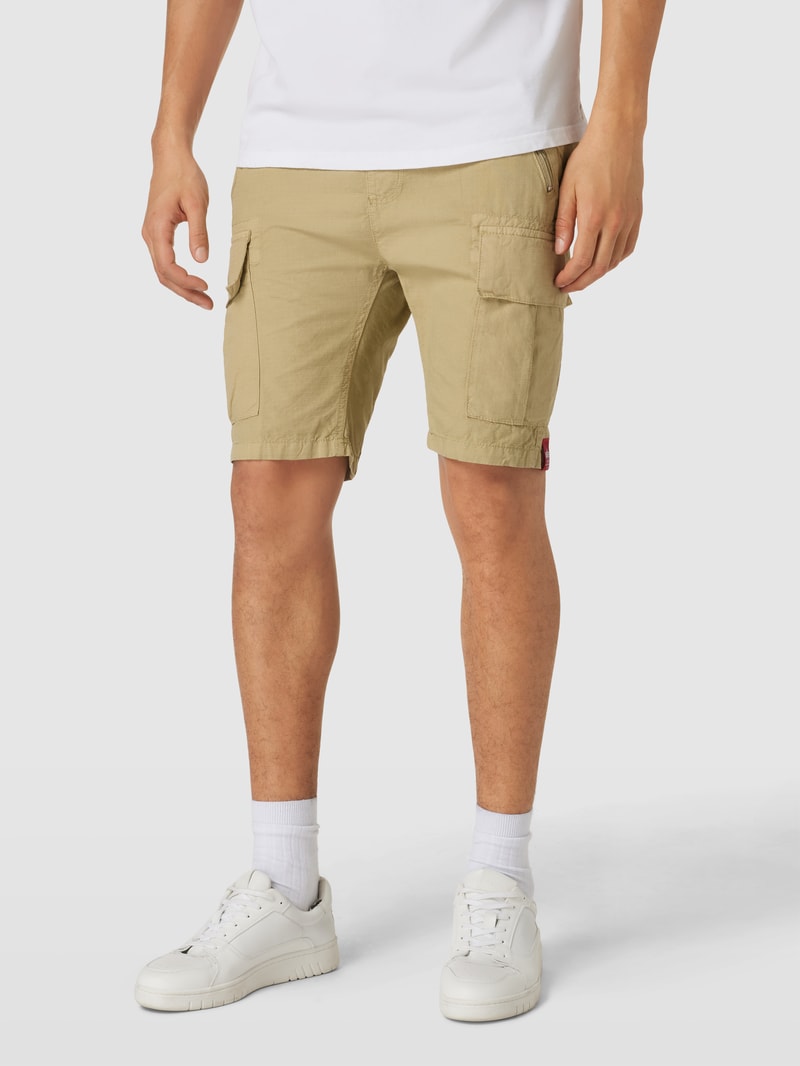 Bermudas aus Baumwolle mit Label-Details Modell 'RIBSTOP' in sand