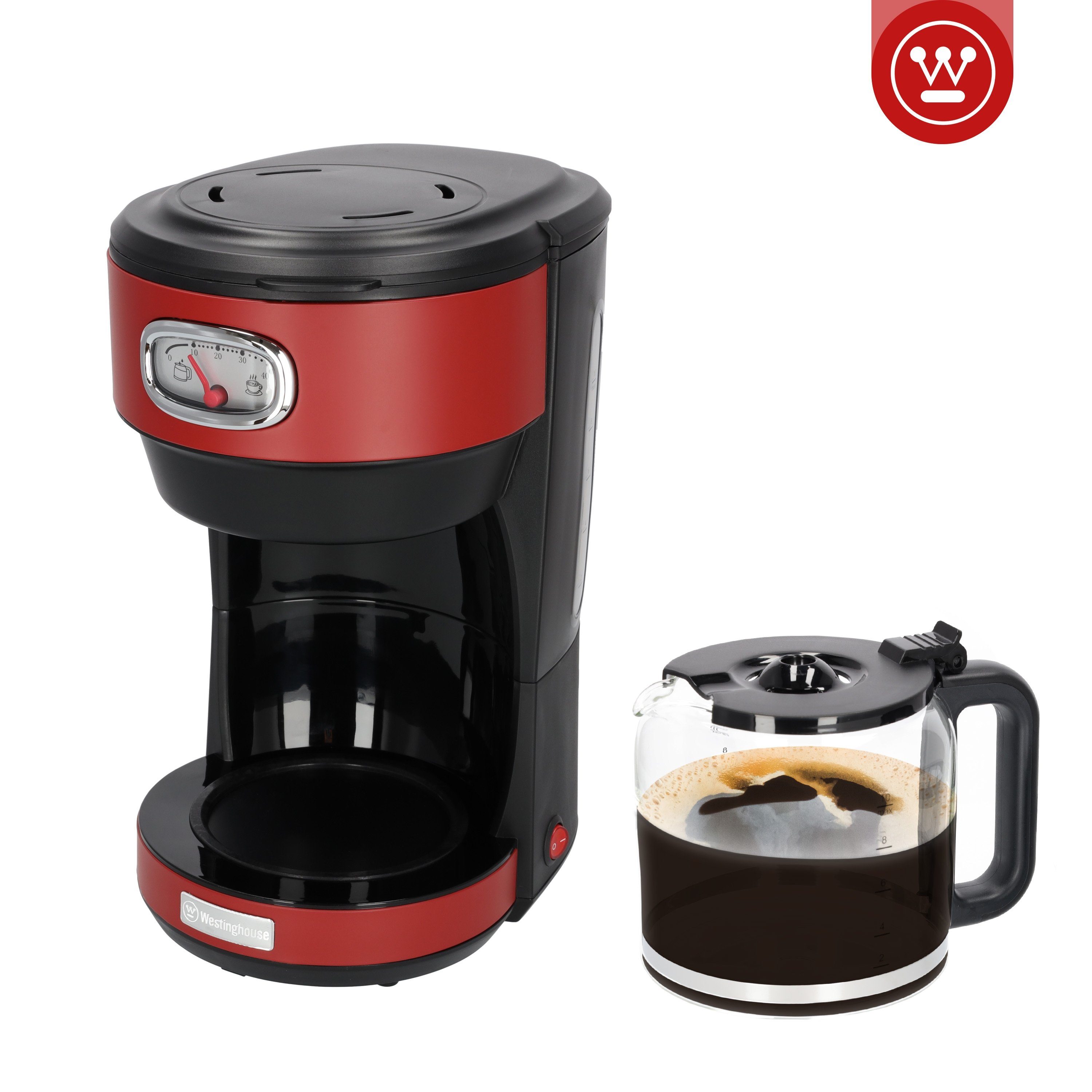 Westinghouse Filterkaffeemaschine WKCMR621 Retro, 1.25l Kaffeekanne, Permanentfilter, 30 min Warmhaltefunktion, Tropfschutz