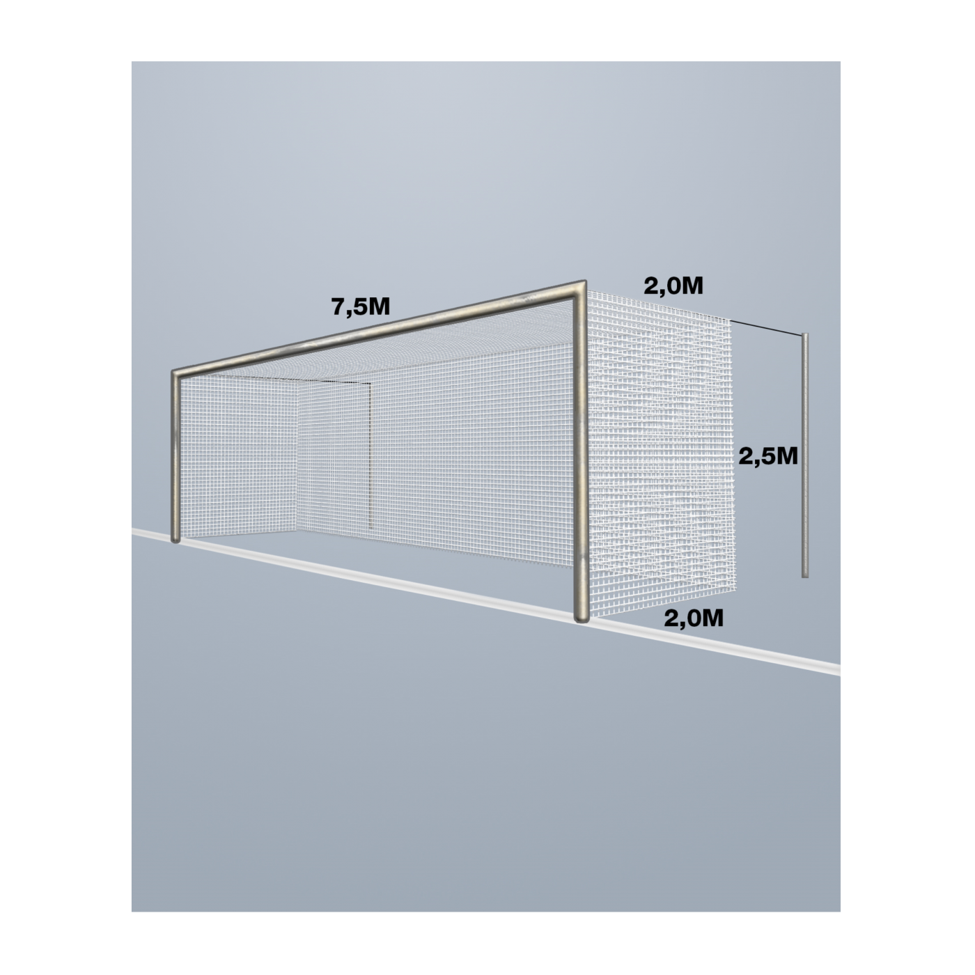 Cawila Tornetz 7,50x2,50m | Tiefe 2,0x2,0m | Maschenweite 5cm | Stärke 4mm | weiß