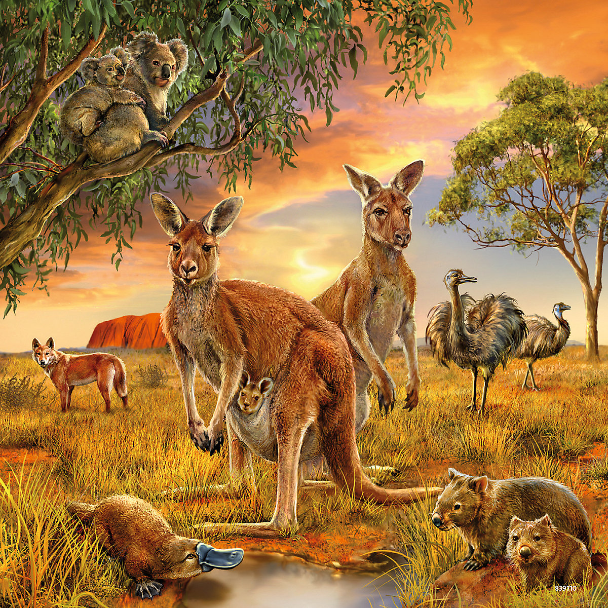 3er Set Puzzle, je 49 Teile, 21x21 cm, Tiere der Erde