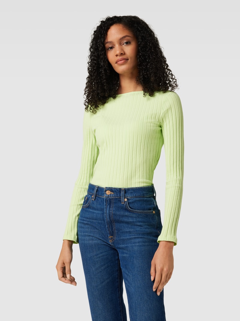 Longsleeve mit U-Boot-Ausschnitt Modell 'Sovke' in hellgrün