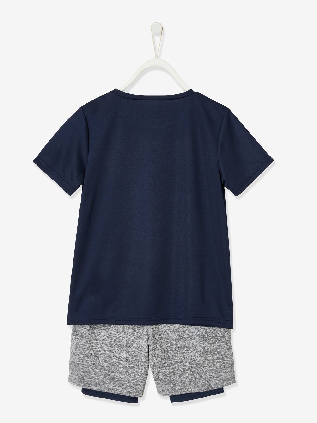 Ensemble de sport garçon T-shirt et bermuda effet 2 en 1 encre