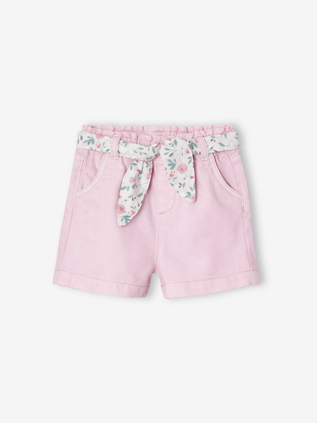 Vertbaudet Mädchen Baby Paperbag-Shorts mit Gürtel - lila