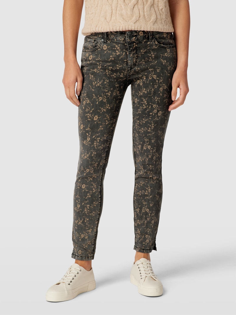 Jeans mit Allover-Muster Modell 'ITALY' in schwarz
