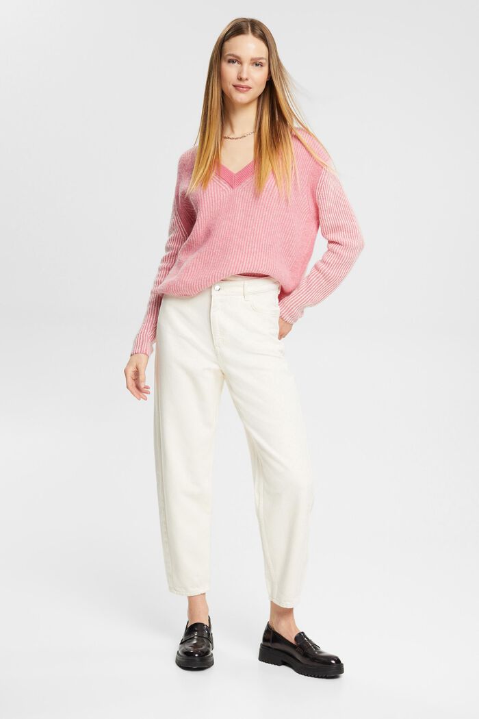Zweifarbiger Pullover mit Alpaka