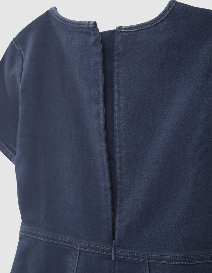 Robe patineuse en jean brut brodée fille