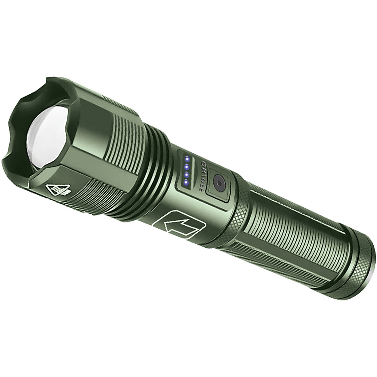 Helle LED-Taschenlampe - Armee - 5 Modi - USB-C aufladbar - Inklusive wiederaufladbarem Akku - AAA-Batterie Backup - Zoomfunktion