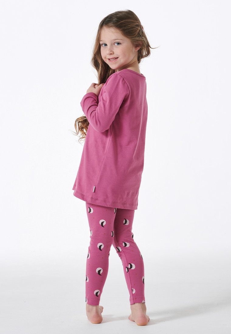 Schlafanzug lang Leggings Eule Mond malve - Natural Love
