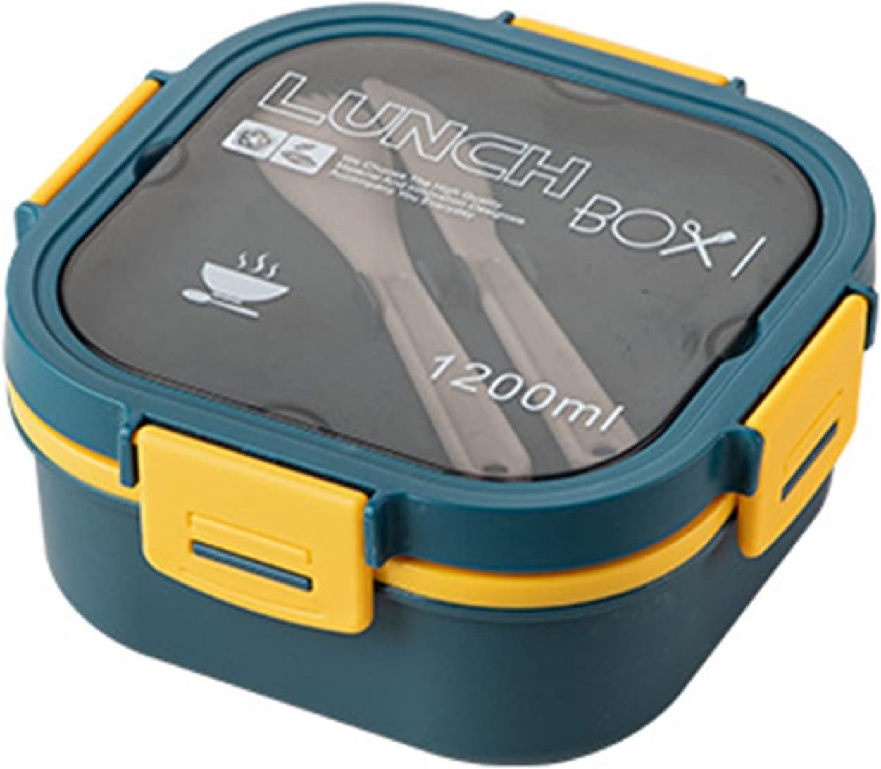 Hikeren Lunchbox Bento Box,1200mL,5 FäCher Leak Proof,Mikrowelle GeschirrspüLer Sicher, Auslaufsicher,Temperaturbeständigkeit: -20℃~120℃,mit Besteck