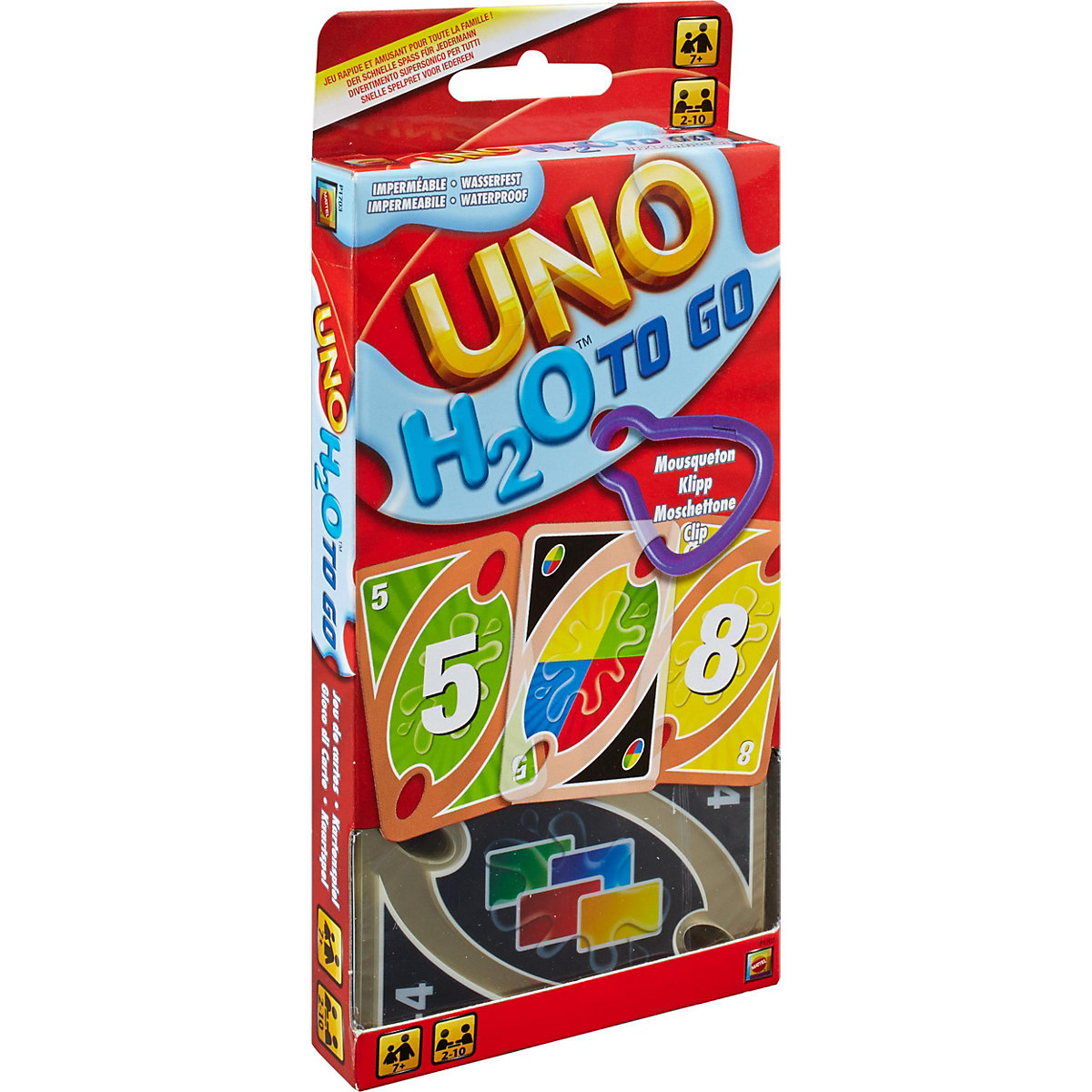 Mattel Games UNO H2O To Go, wasserfestes Kartenspiel, Reisespiel, Familienspiel