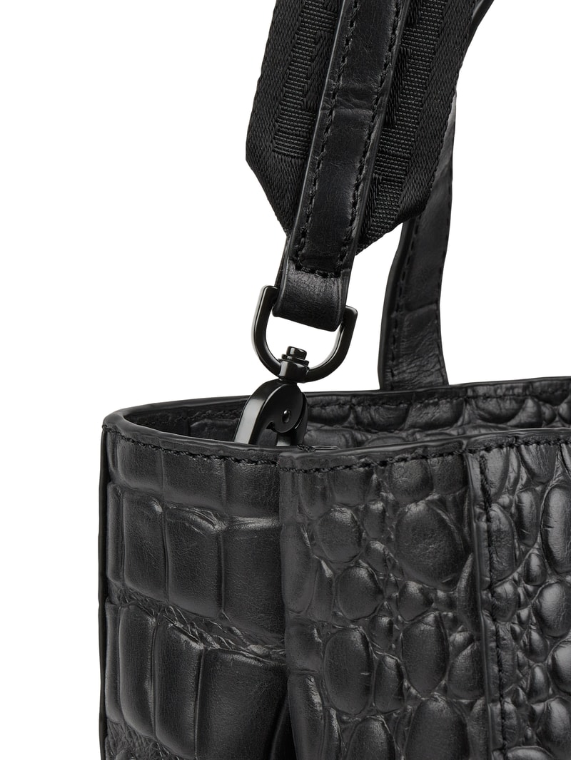 Tote Bag mit Label-Detail Modell 'Kroko' in schwarz