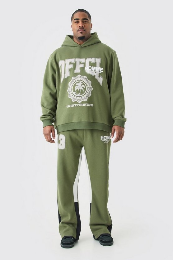 Plus Khaki Trainingsanzug mit Homme Official 13 Print und Kapuze
