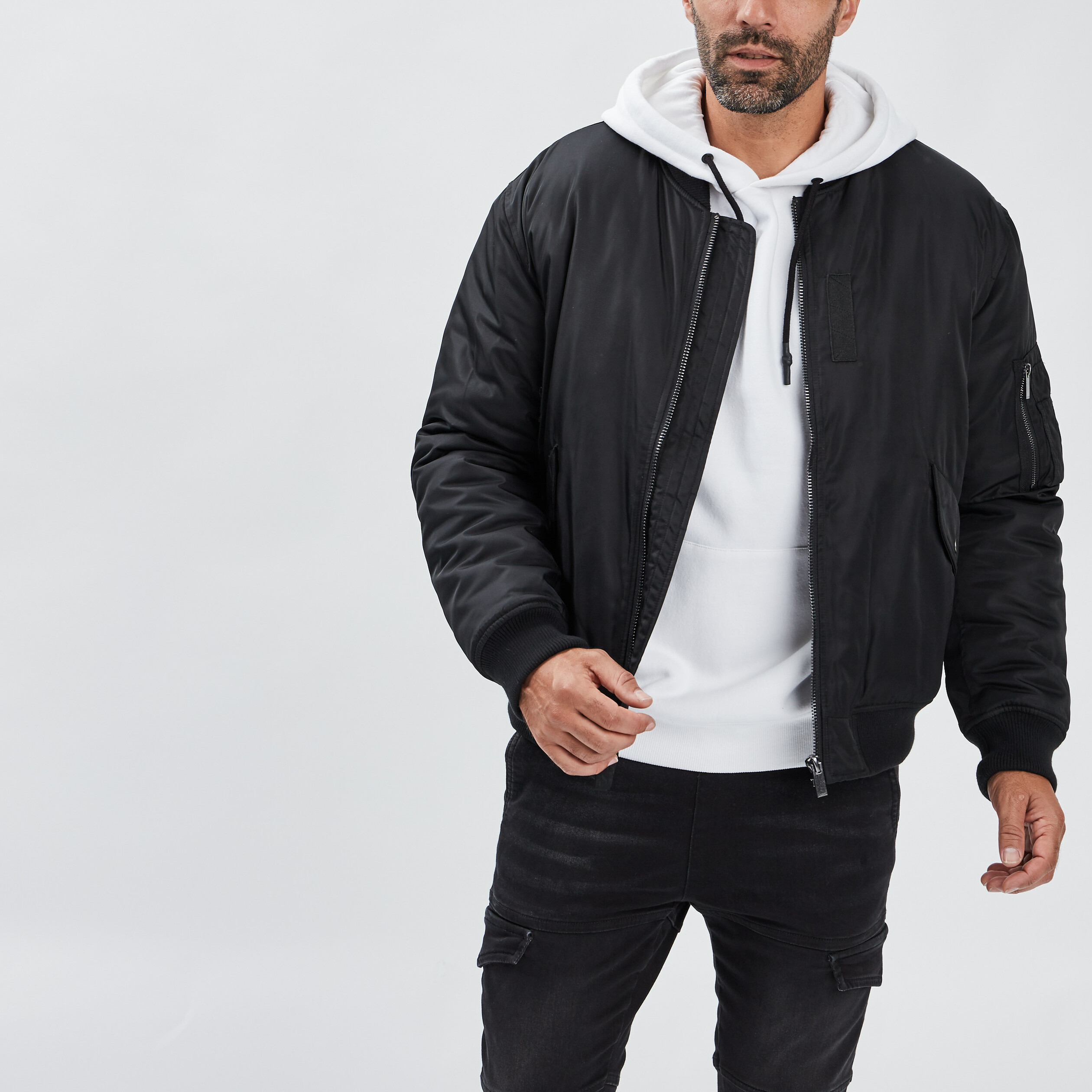 Veste bomber zippée noir homme | La Halle