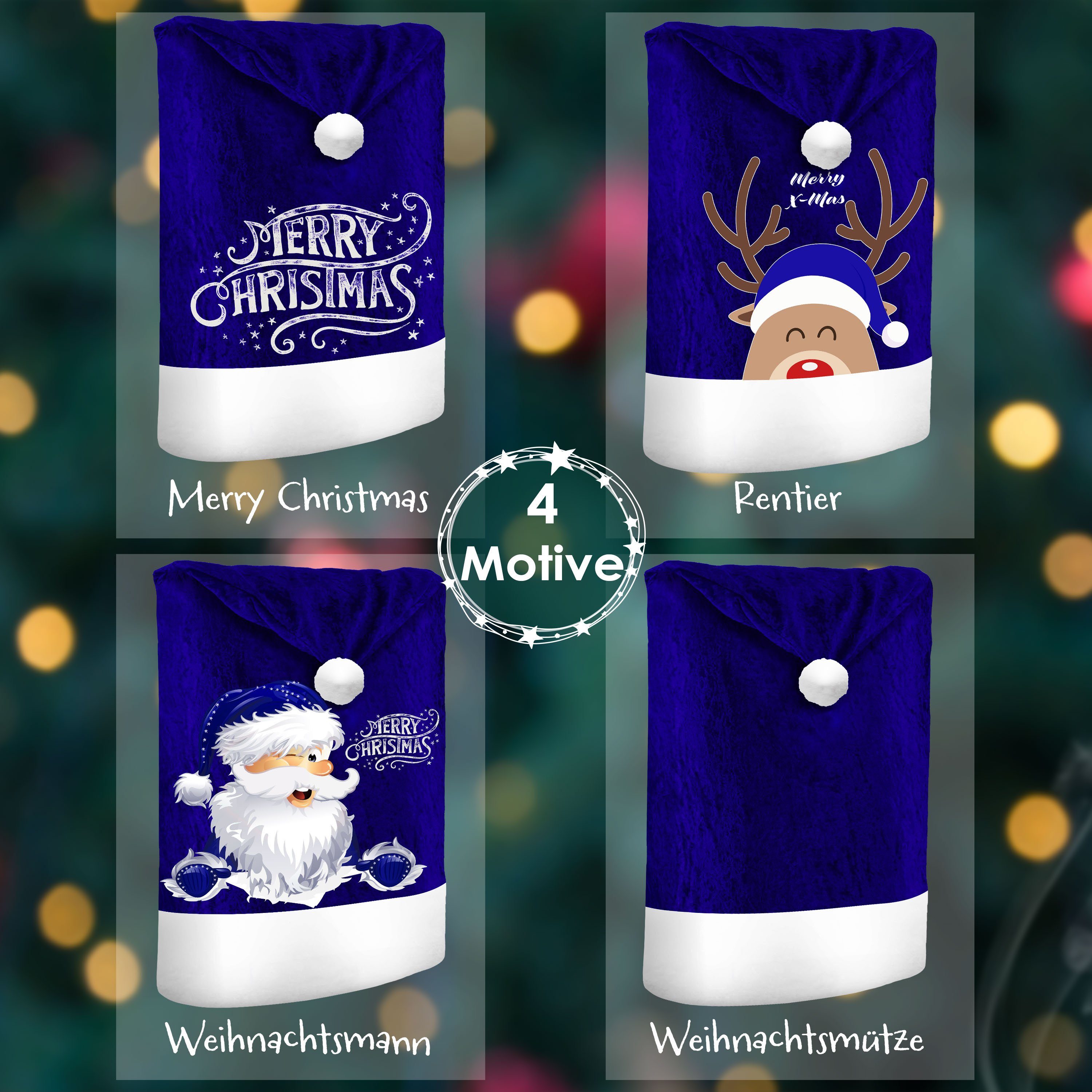 KESSER Weihnachtsfigur, Premium Weihnachtsstuhlüberzug Set Stuhlhussen für Weihnachten