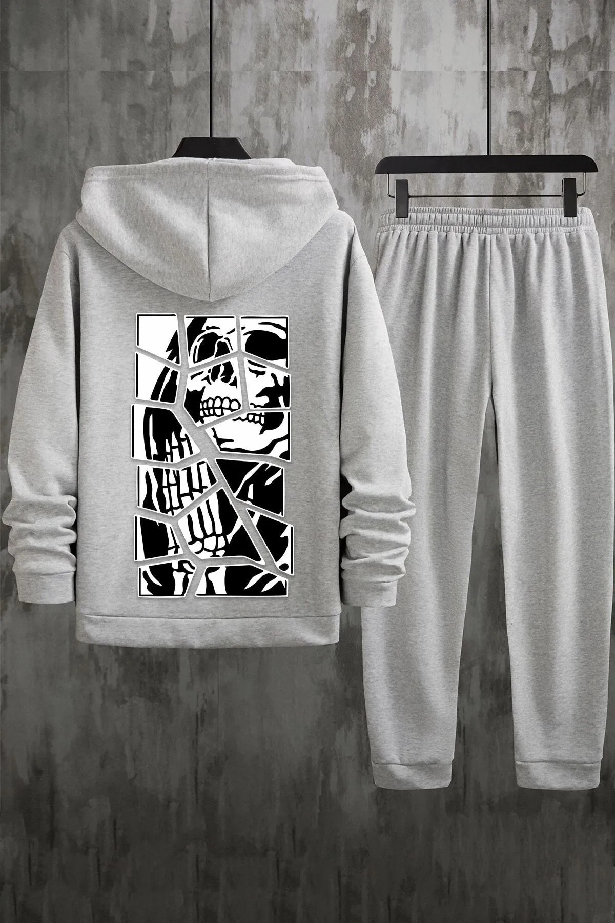 uyguntarz  Unisex-Trainingsanzug-Set mit Totenkopf-Print
