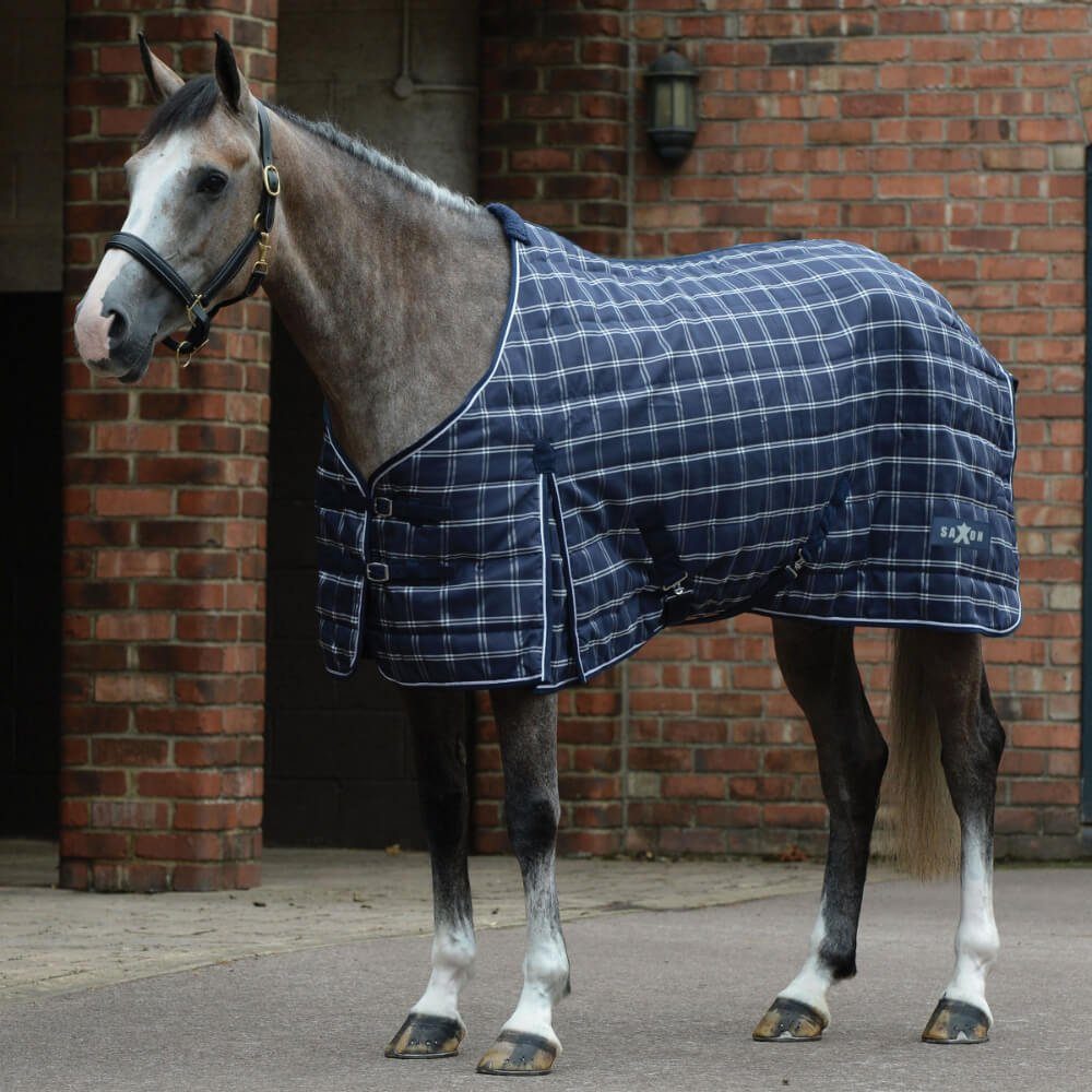 WeatherBeeta Pferde-Stalldecke Saxon 1200D PP Stalldecke Standard Medium 200g - navy plaid