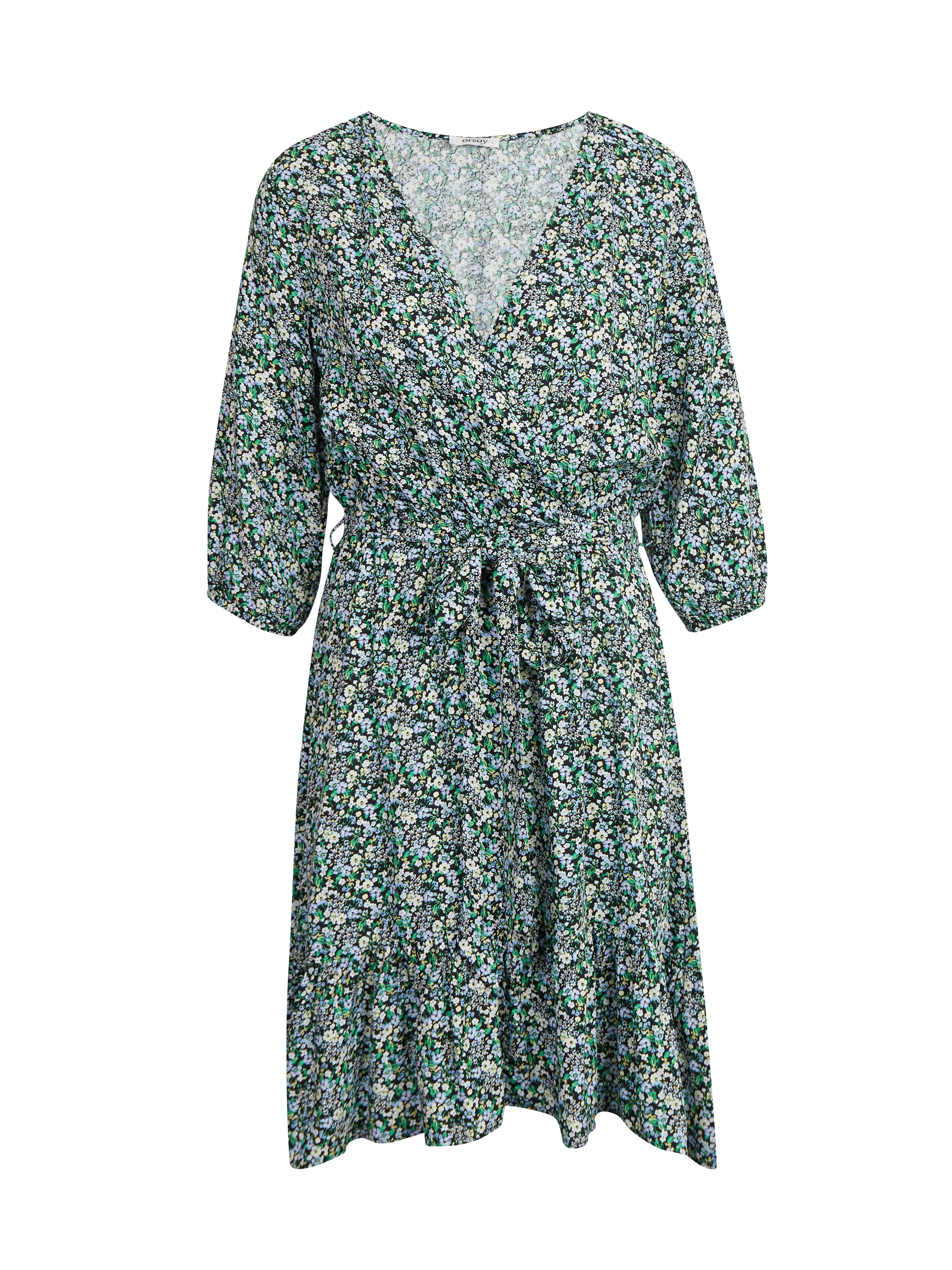 Grünes gemustertes Damenkleid mit Krawatte ORSAY