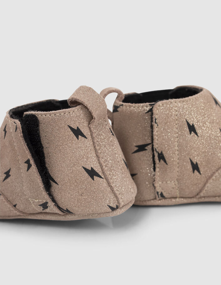 Chaussons en cuir dorés à éclairs bébé fille