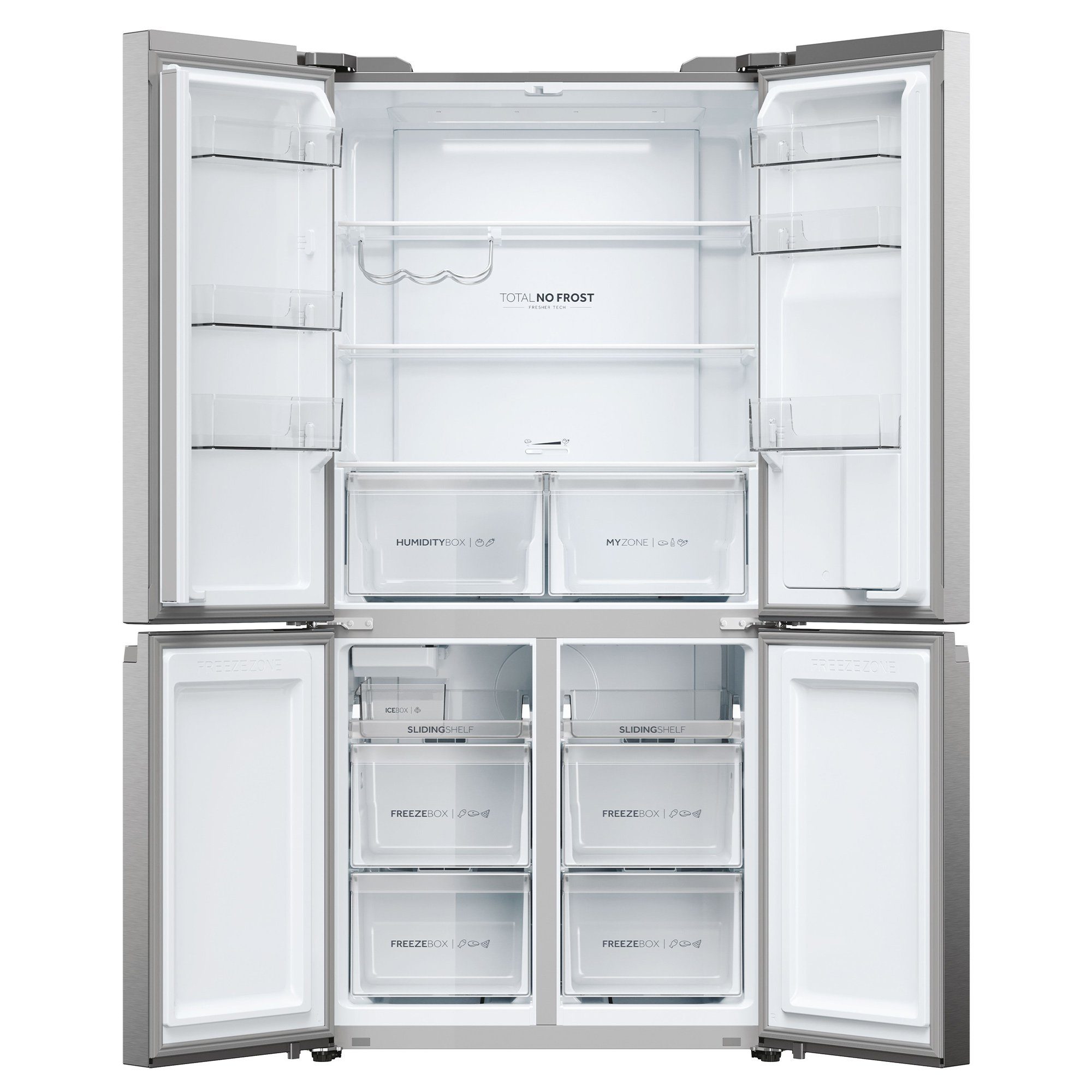 Haier Side-by-Side CUBE 90 SERIES 5 Design Edelstahlfront HCR5919EHMP, 190 cm hoch, 90.5 cm breit, XL Slim Line, Wasser Spender, Eiswürfelbereiter, Total No Frost