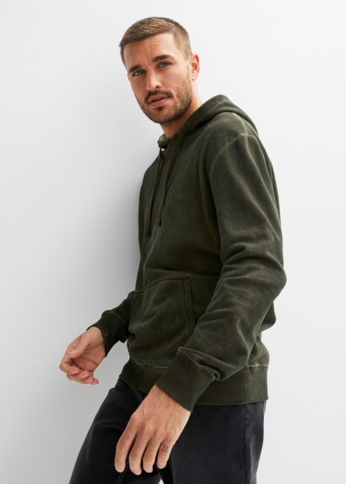 Kapuzensweatshirt in gewaschener Optik, Loose Fit