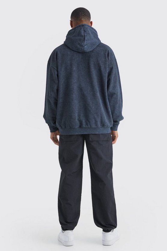 Oversize Hoodie mit Acid-Waschung und Print