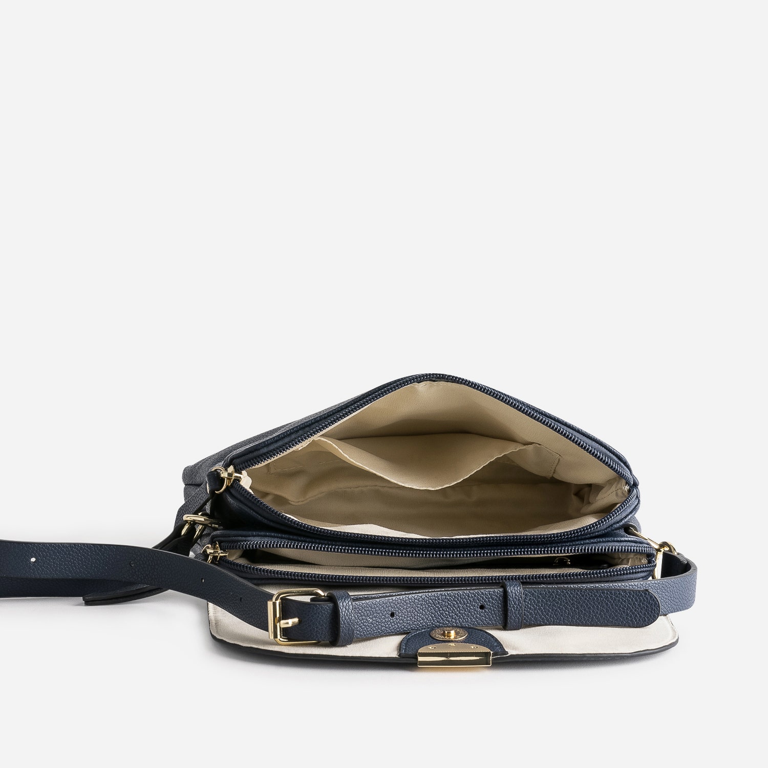 Sac bandoulière marine à double compartiment